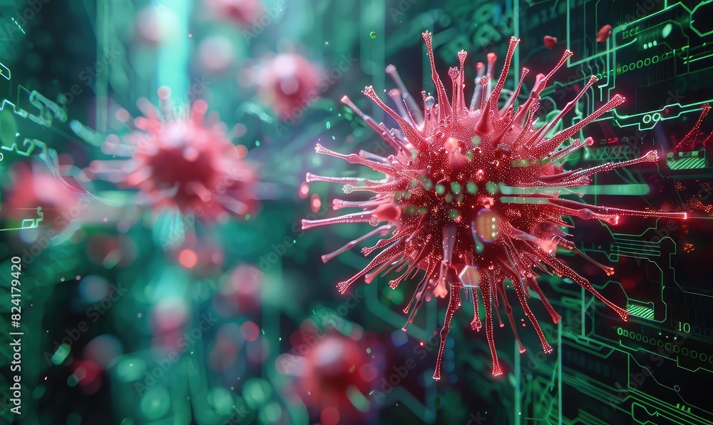 Autoimmune response invading a digital network, Cyberpunk, High Contrast, Dark Background, Digital Art, Representing selfdestructive digital threats Autoimmune response invading a digital network, Cyberpunk, High Contrast, Dark Background, Digital Art, Representing selfdestructive digital threats