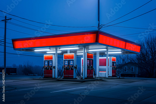 Gas Station Exterior Night Lights