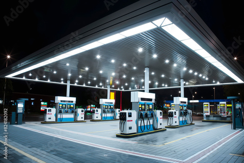 Gas Station Exterior Night Lights