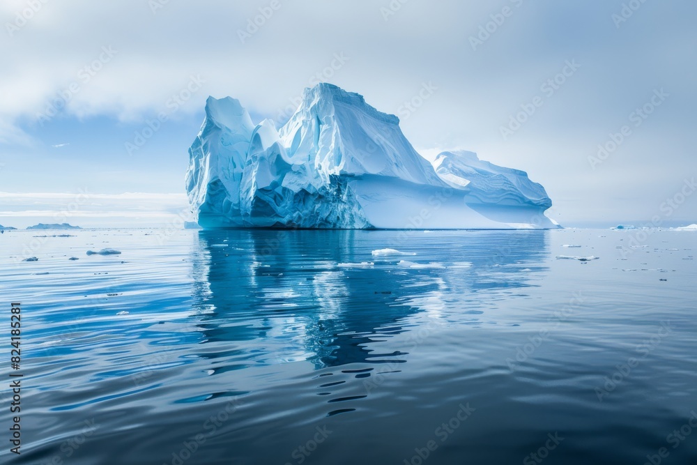 Tall iceberg with reflection in water Tall iceberg with reflection in water