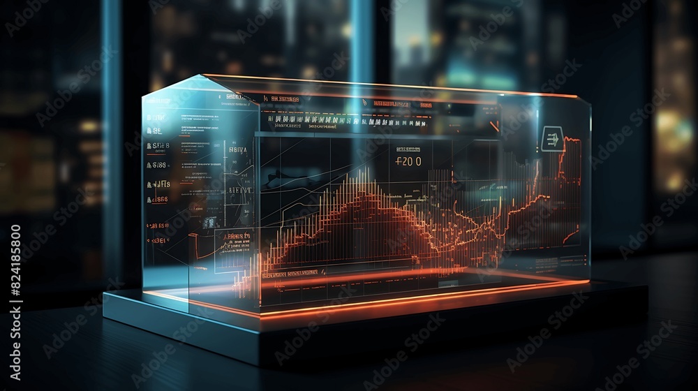 high-tech trading floor with transparent displays showing real-time market data. Generative AI high-tech trading floor with transparent displays showing real-time market data. Generative AI