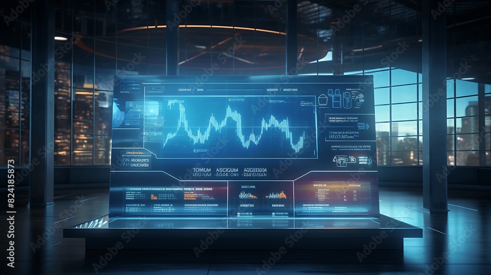 high-tech trading floor with transparent displays showing real-time market data. Generative AI high-tech trading floor with transparent displays showing real-time market data. Generative AI