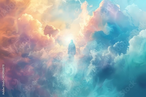 heavenly illustration of god in ethereal sky divine presence and spirituality concept photo