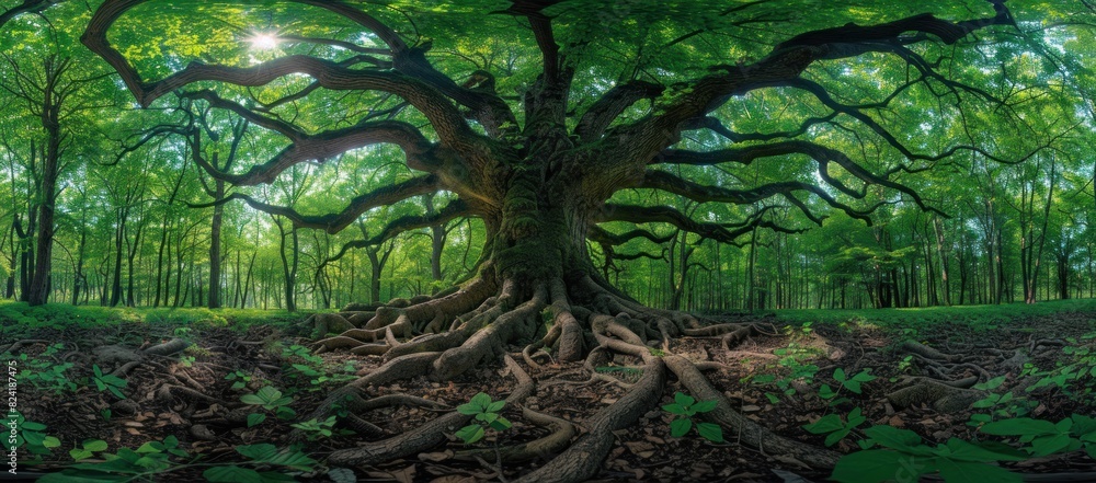 Naklejka premium Big old lush tree