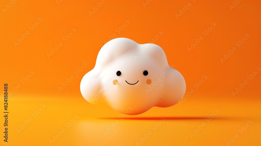 illustration cloud on clean orange background illustration cloud on clean orange background