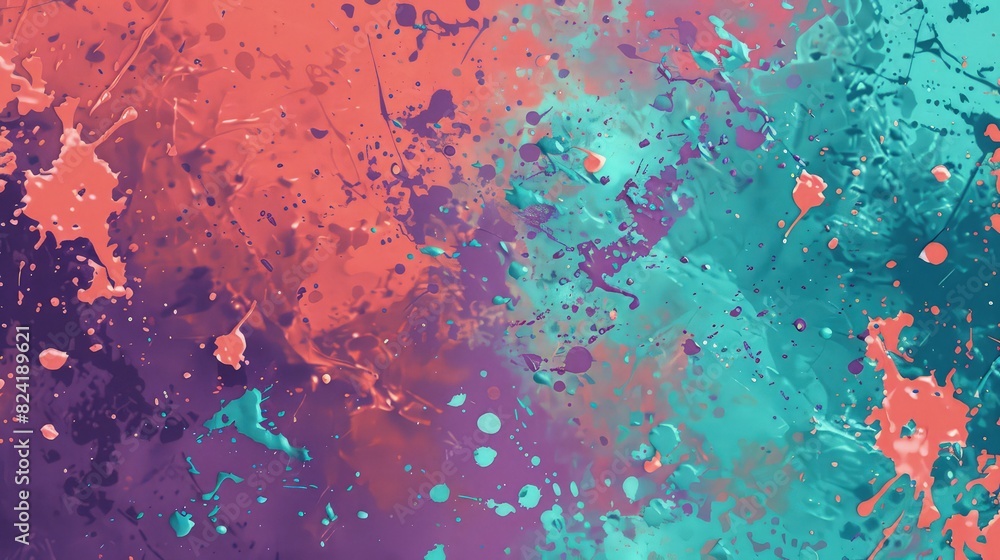A dynamic textured abstract background with bold paint splatter patterns in bright coral, turquoise, and purple, offering a lively and creative aesthetic. A dynamic textured abstract background with bold paint splatter patterns in bright coral, turquoise, and purple, offering a lively and creative aesthetic.