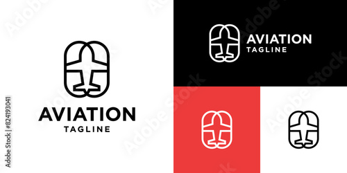 Design template of airplane logo. Travel, tour, transportation, speed. Symbol icon, vector EPS 10.