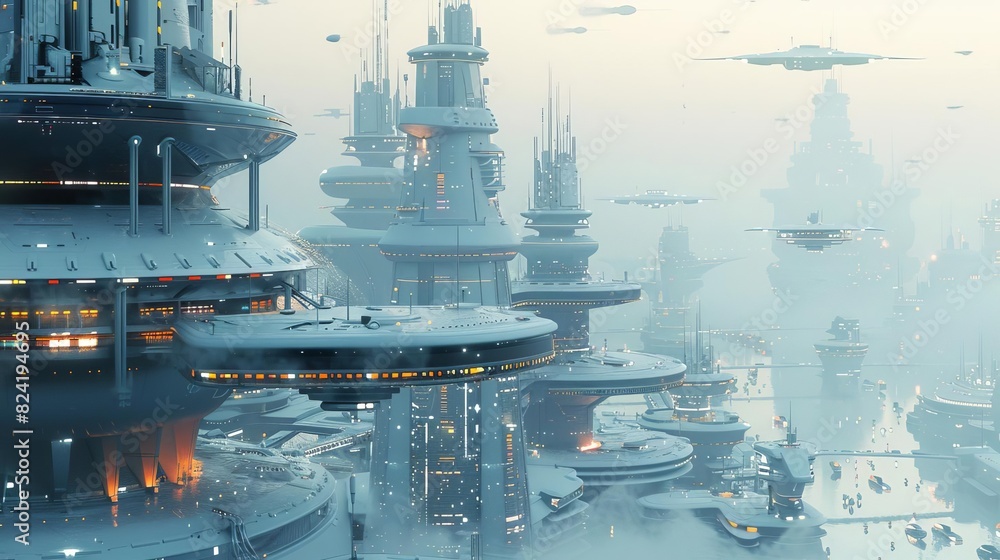 Illustrate a futuristic cityscape with hybrid buildings, combining traditional architecture with modern, sustainable technologies, Close up Illustrate a futuristic cityscape with hybrid buildings, combining traditional architecture with modern, sustainable technologies, Close up