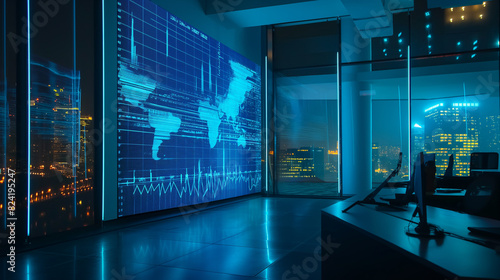 stock market performance data display on virtual screens  business or economy growth data statistics 