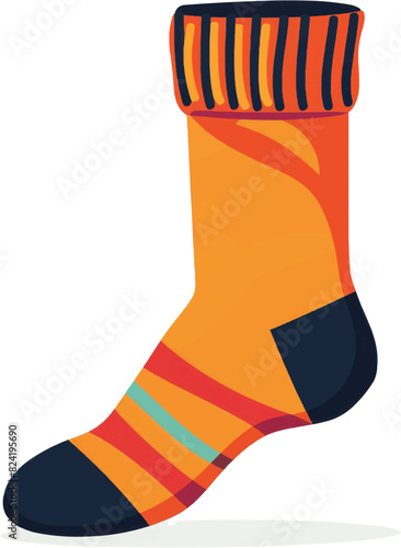 Colorful sock isolated on white background. illustration in cartoon style.