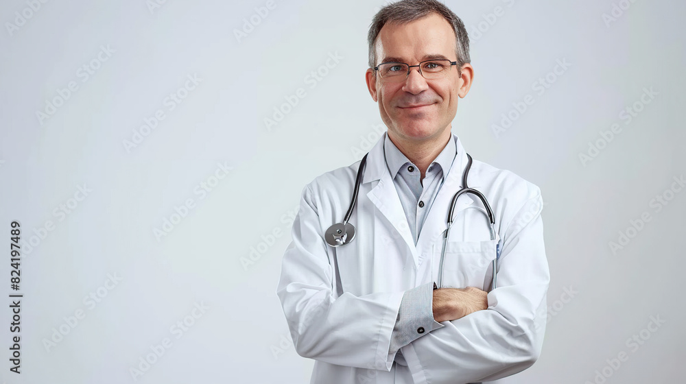 friendly doctor in a white coat smiles confidently for the camera friendly doctor in a white coat smiles confidently for the camera