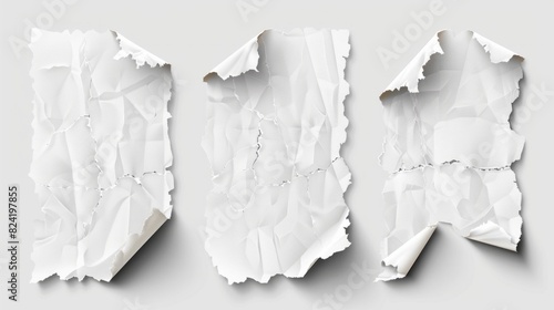 set of torn white sheets of paper generative ai