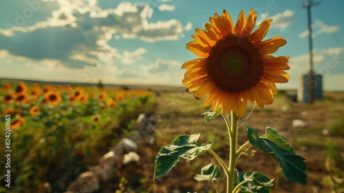 SunFlower growing on the rural outskirts photo