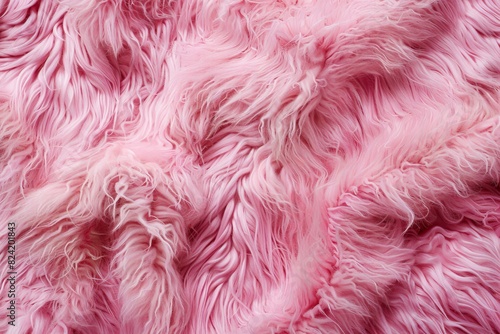 Pink sheep fur Natural sheepskin background texture © master old