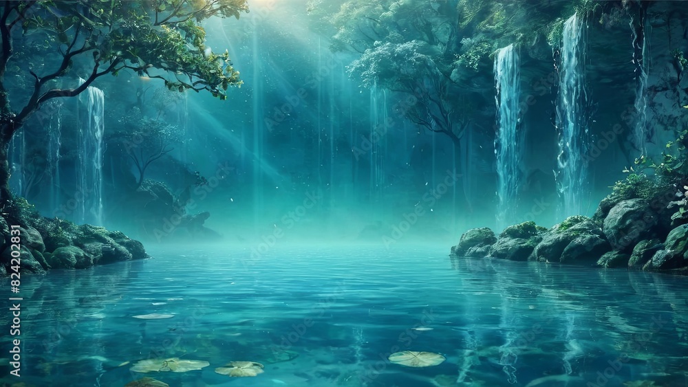 Abstract Blue Light Rays on Gradient Background