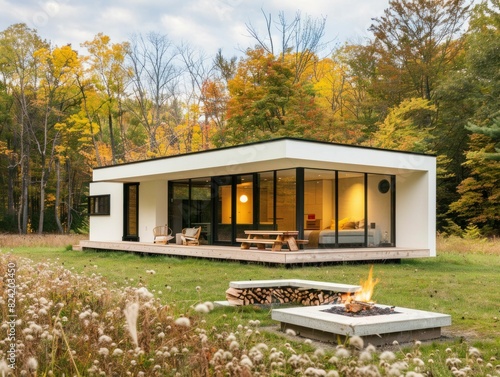 Tiny house retreat serene escape in the field with a fire pit for cozy nights under the stars