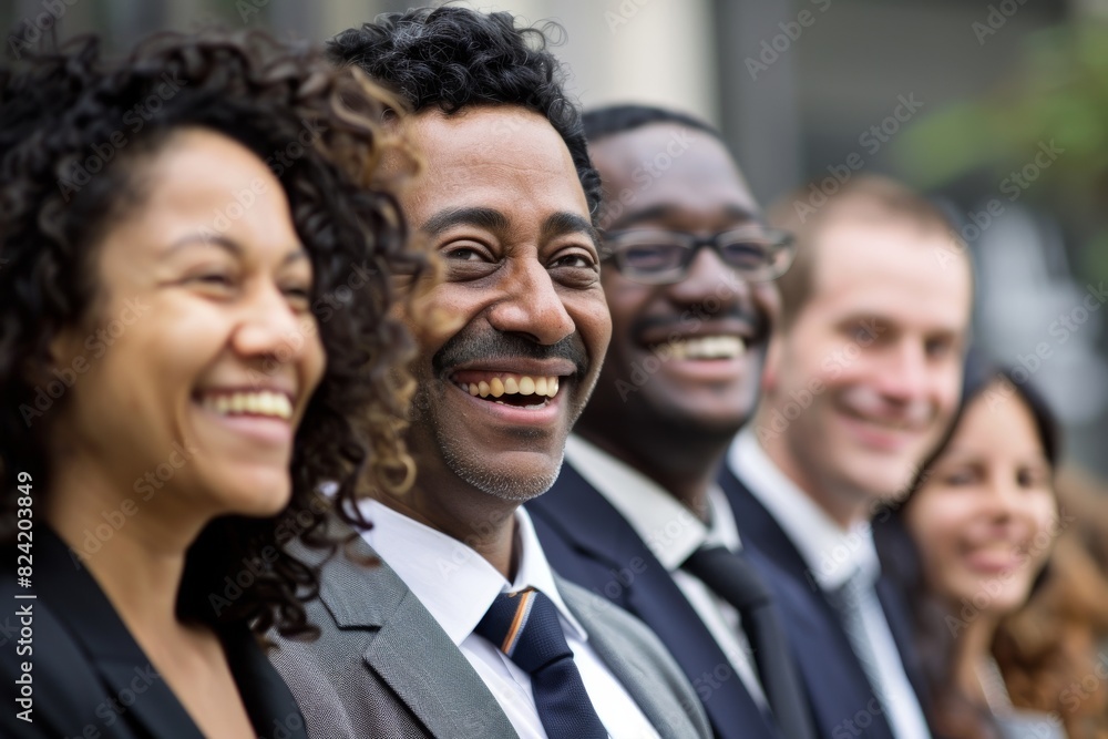 Portrait of a group of business people standing together in a line Portrait of a group of business people standing together in a line