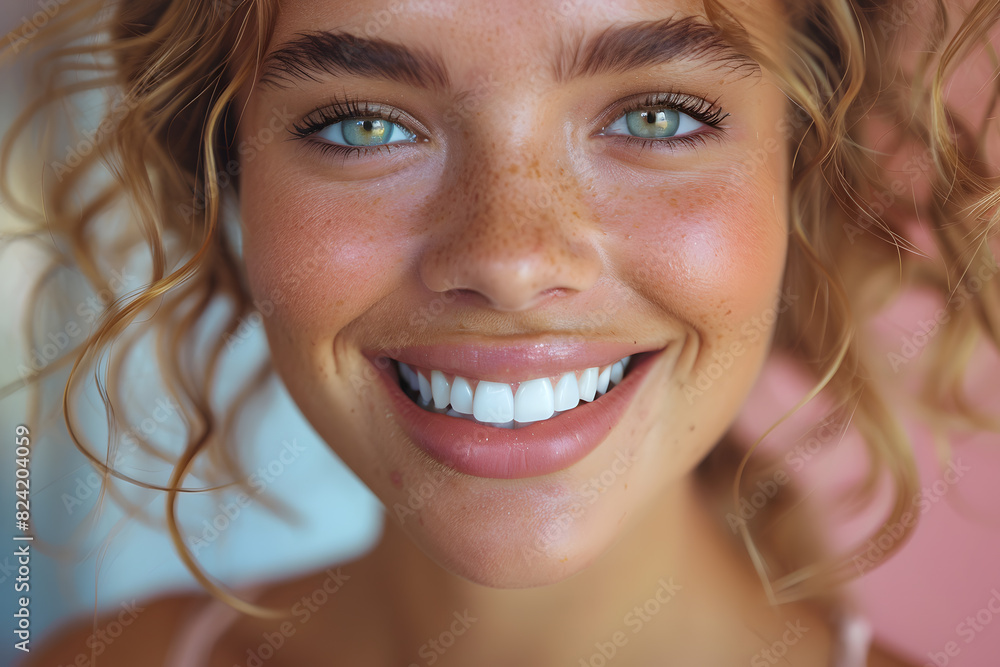 Beautiful young woman female smiling showing perfect white teeth. Dental stomatology whitening and treatment advertisement concept. Beautiful young woman female smiling showing perfect white teeth. Dental stomatology whitening and treatment advertisement concept.