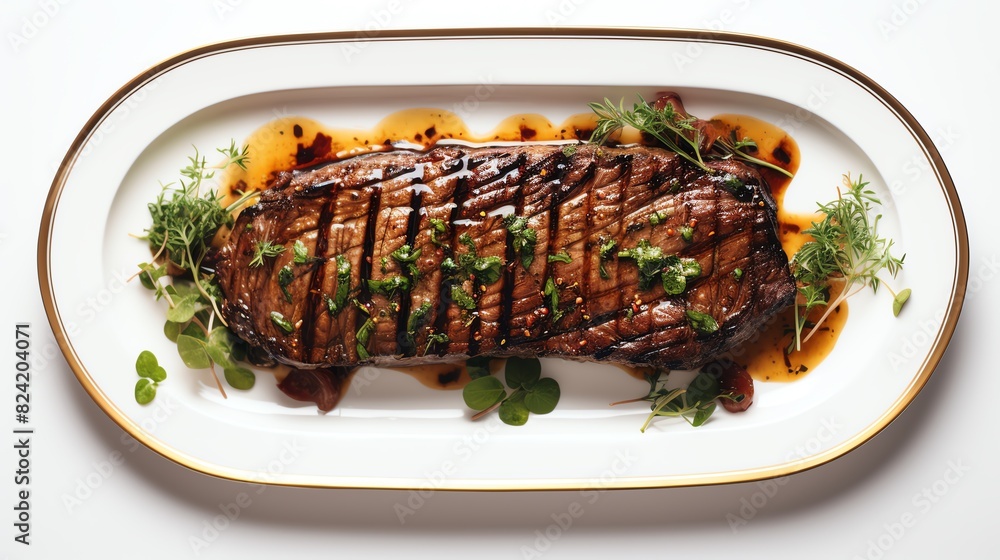 Luxurious steak dish viewed from above Luxurious steak dish viewed from above