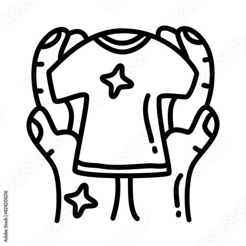 clean shirt of laundry and clean service doodle icons