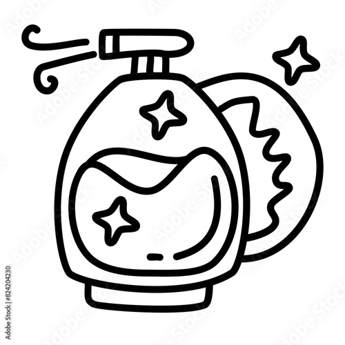 fragrance perfume of laundry and clean service doodle icons