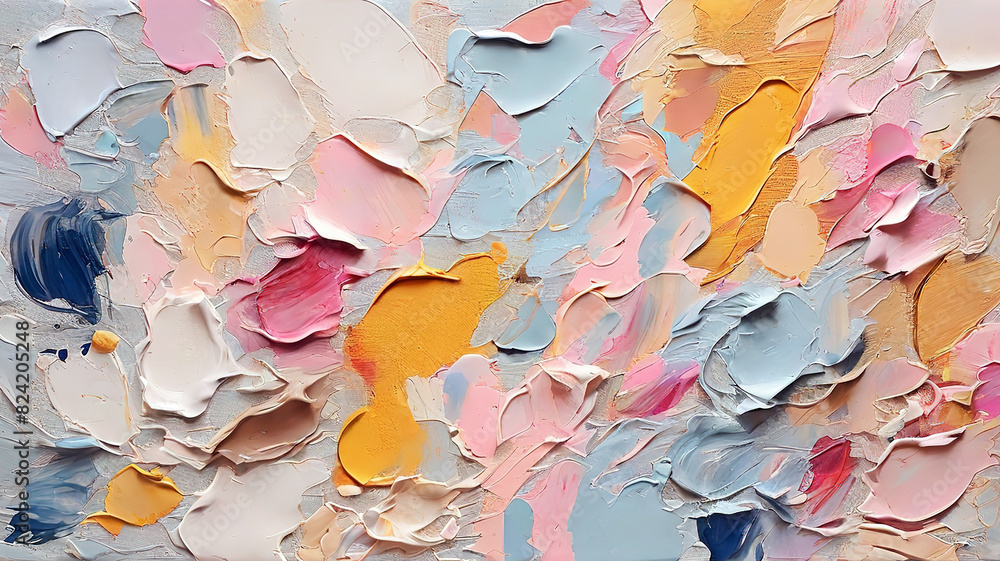 Multicolor abstract painting with grunge texture on canvas