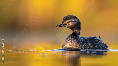 Pied billed Grebe spotted swimming in a body of water photo