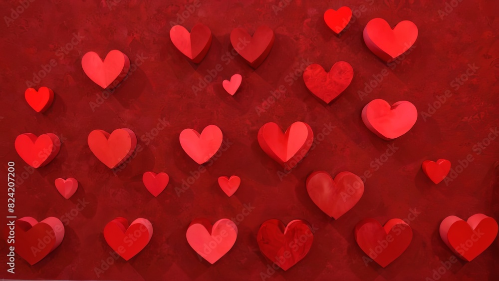 Crimson Affection: A Mosaic of Red Hearts