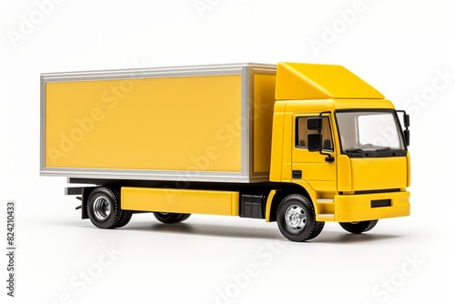A yellow semi truck with a white roof