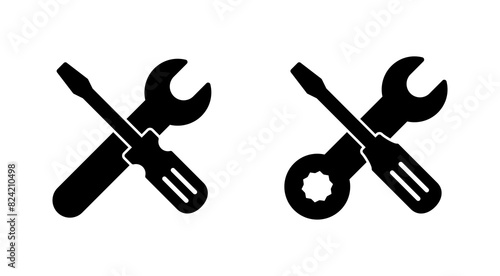 Repair tools icon set. tool icon vector. setting icon vector. Wrench and screwdriver. support, Service