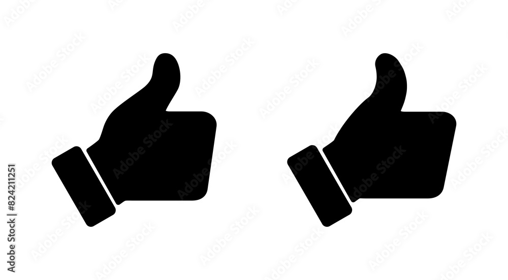 Thumbs up icon set. Hand like. Like icon vector. Thumbs up icon set. Hand like. Like icon vector.