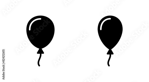 Balloon icon set. party balloon icon decoration birthday vector. Balloon black silhouette icon