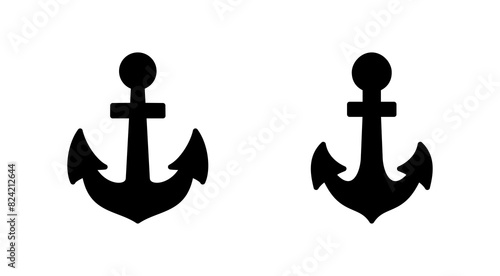 Anchor icon set. Anchor symbol logo. Anchor marine icon.