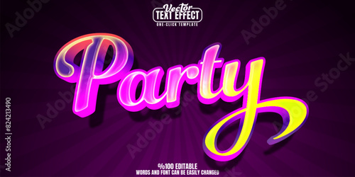 Party editable text effect, customizable gathering and festivity 3d font style
