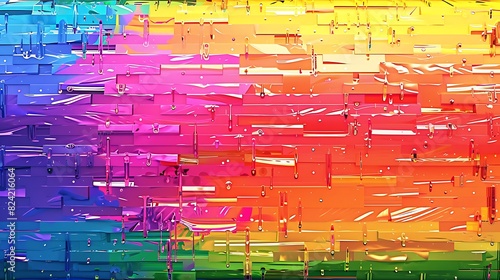 Digital LGPTQ pride abstract background wallpaper with glitch effects and pixelated rainbow colors photo