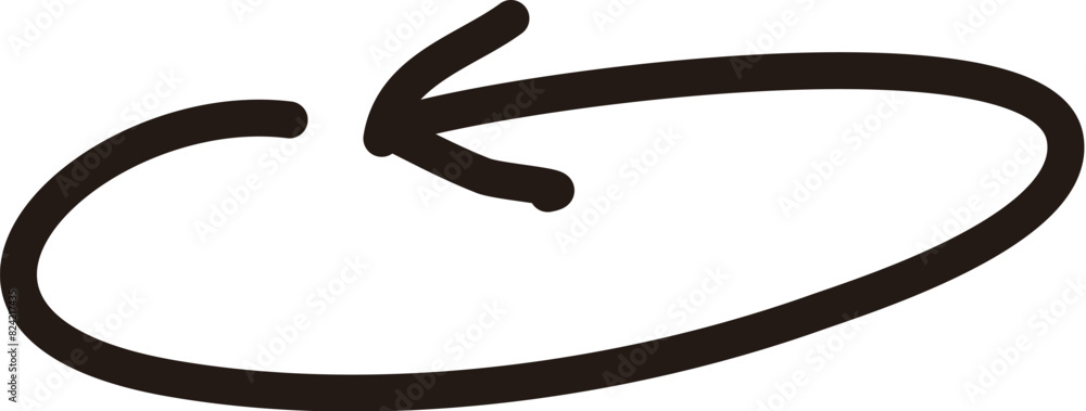 Black circular arrow in hand-drawn style Black circular arrow in hand-drawn style