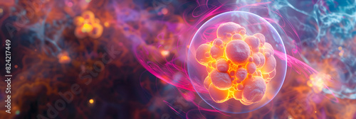 Vibrant Artistic Representation of an Atom with Orbiting Electrons and Nucleus for Science and Education Visualizations