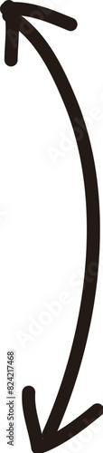 Double-sided black curved arrow in hand-drawn style