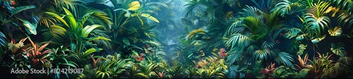 Background Tropical. In the depths of the jungle, time seems to stand still, and the outside world fades away, leaving only the sights, sounds, and sensations of the rainforest to captivate. photo