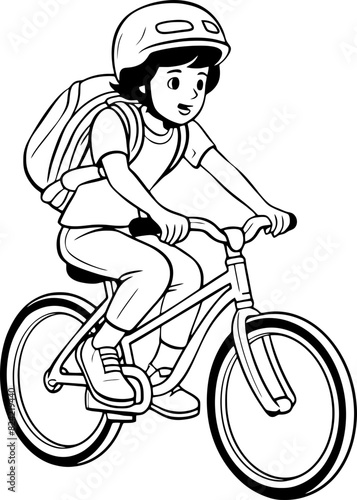 Boy riding bicycle drawing