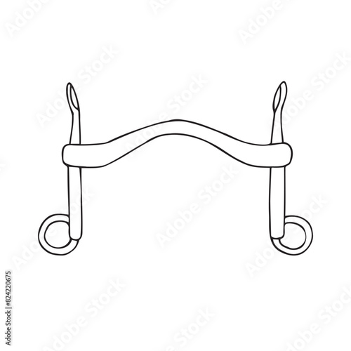 Vector hand drawn doodle sketch outline horse equestrian bit isolated on white background
