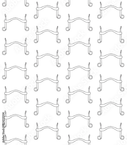 Vector seamless pattern of hand drawn doodle sketch outline horse equestrian bit isolated on white background
