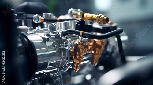 A photo of a modern car fuel injection system