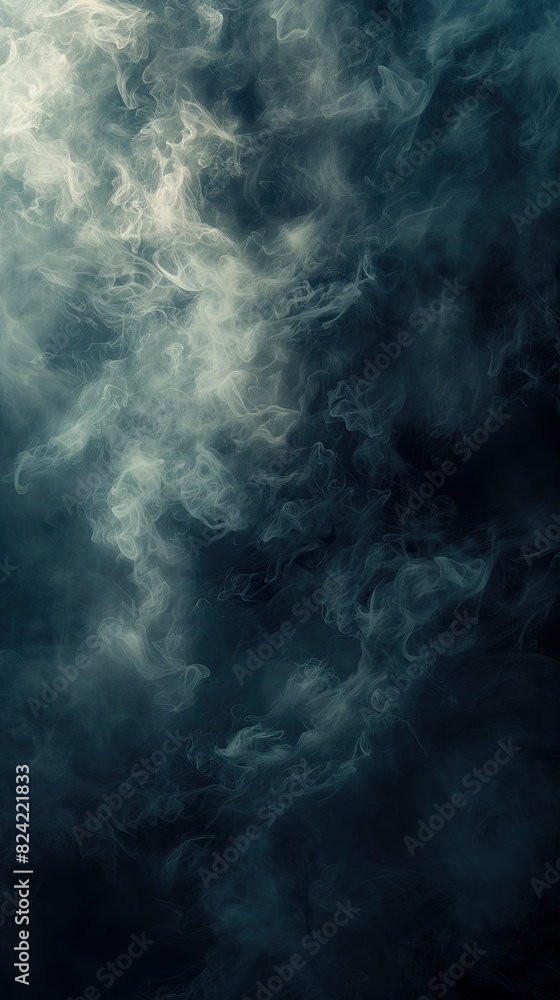 Storm Clouds Top Down View Sky Fog Smoke Mist Black Abstract Artwork Background Concept, Web Graphic Wallpaper, Vertical 9:16 Digital Art Backdrop