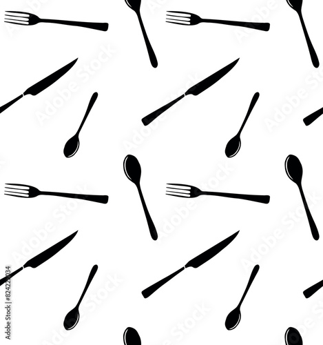 Vector seamless pattern of hand drawn sketch doodle cutlery isolated on white background