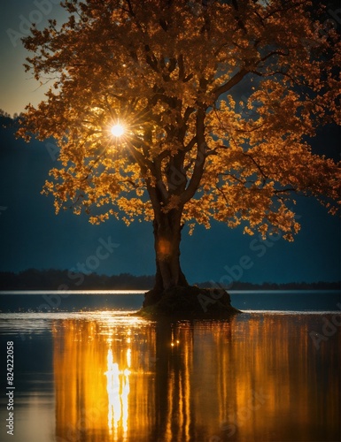 tree on the lake