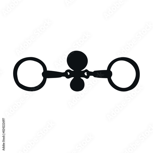 Vector hand drawn horse equestrian bit silhouette isolated on white background