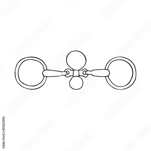 Vector hand drawn doodle sketch outline horse equestrian bit isolated on white background