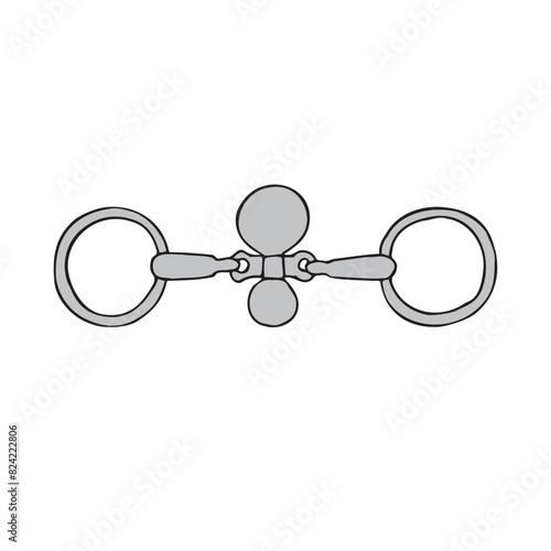 Vector hand drawn doodle sketch colored horse equestrian bit isolated on white background