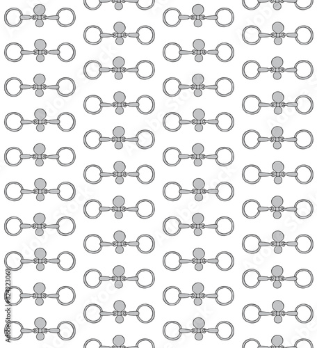 Vector seamless pattern of hand drawn doodle sketch colored horse equestrian bit isolated on white background